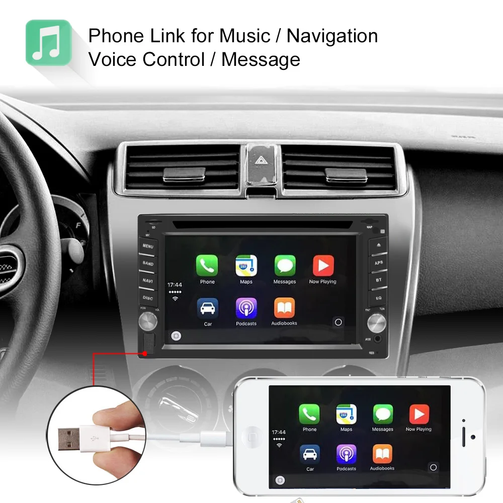 Sale 6.2 Inch 2 Din Car Multimedia Player Radio Stereo WinCE bluetooth Carplay DVD Player Wifi For Navigation Support Rear Camera 5