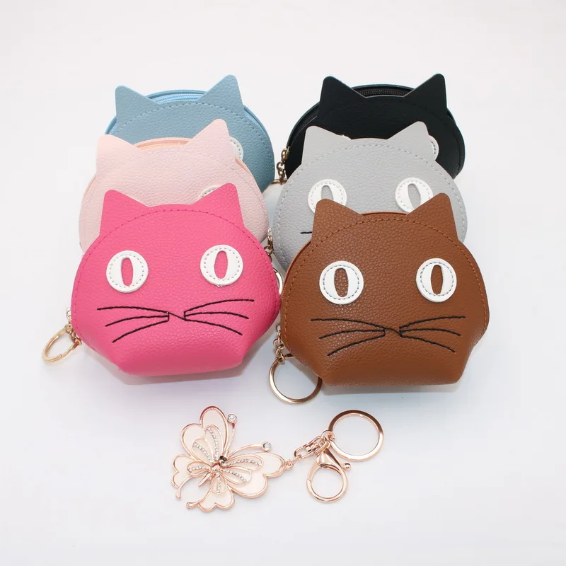 

Newly Wallet Keychain Set Hand Holding Cartoon Cats Wallet Butterfly Keychain for Women Car Phone H66