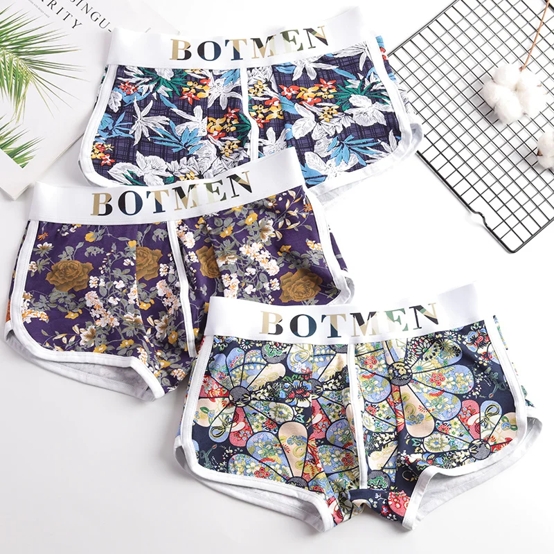 Men's Underwear Male Student Sports Fashion Brand Boxer Pure Cotton Trendy Personality Youth Breathable and Loose Boxer Tide