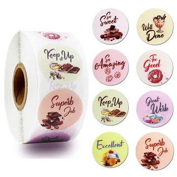 500 Pcs Reward and Motivation Stickers Rolls with 8 Different Designs 'Candy and Sweets Theme' for Handmade Packaging Stickers c e weyse theme and variations