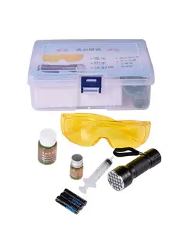 

Leak Detector Kit Durable Multifunctional Automotive Air Conditioning Repair Tools LED UV Flashlight Protective Glasses Set Hot