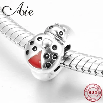 

Red enamel Ladybug pattern shape 925 Sterling Silver Spacer stopper Beads Fit Original European Charms Bracelets making