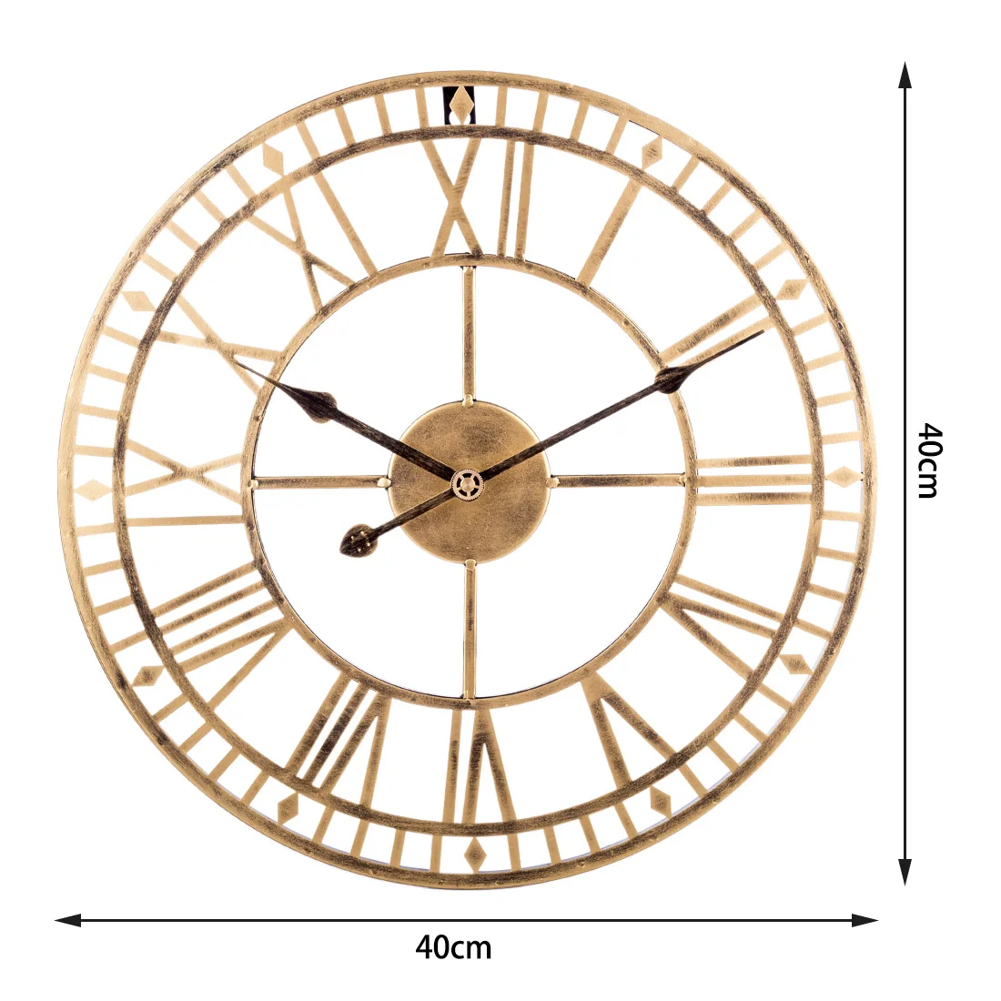 16 дюймов 40 см железные полые настенные часы римские цифры бесшумные настенные часы подвесные часы украшение для дома гостиной-Ретро Золотой