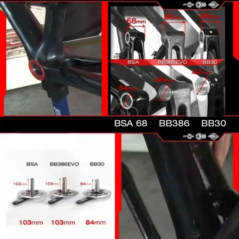 BB209 Bottom Brackets For Road Mountain Bike GXP 22mm Chainset 24mm Crankset K4UC