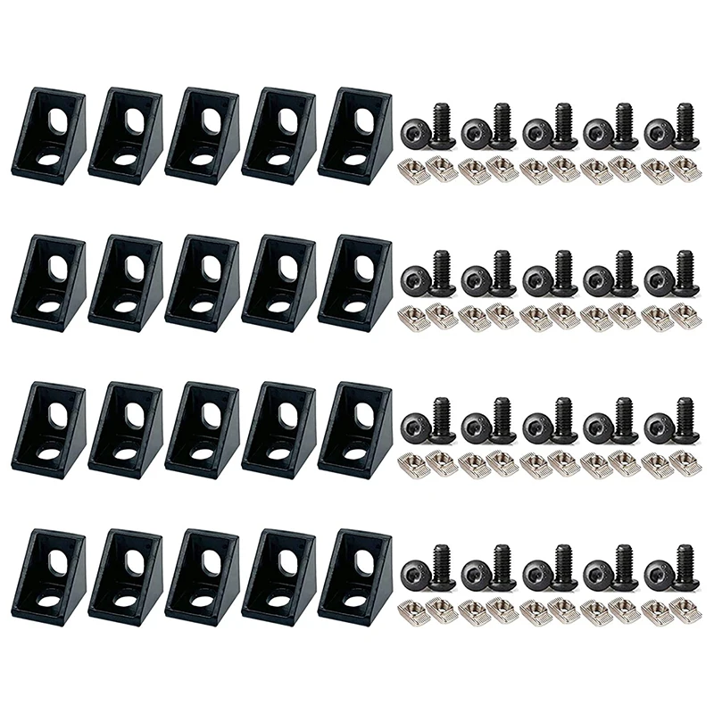20Pcs Aluminum Profile Connector for Slot 6mm 2020 Series Extrusion Rail Accessories | Строительство и ремонт
