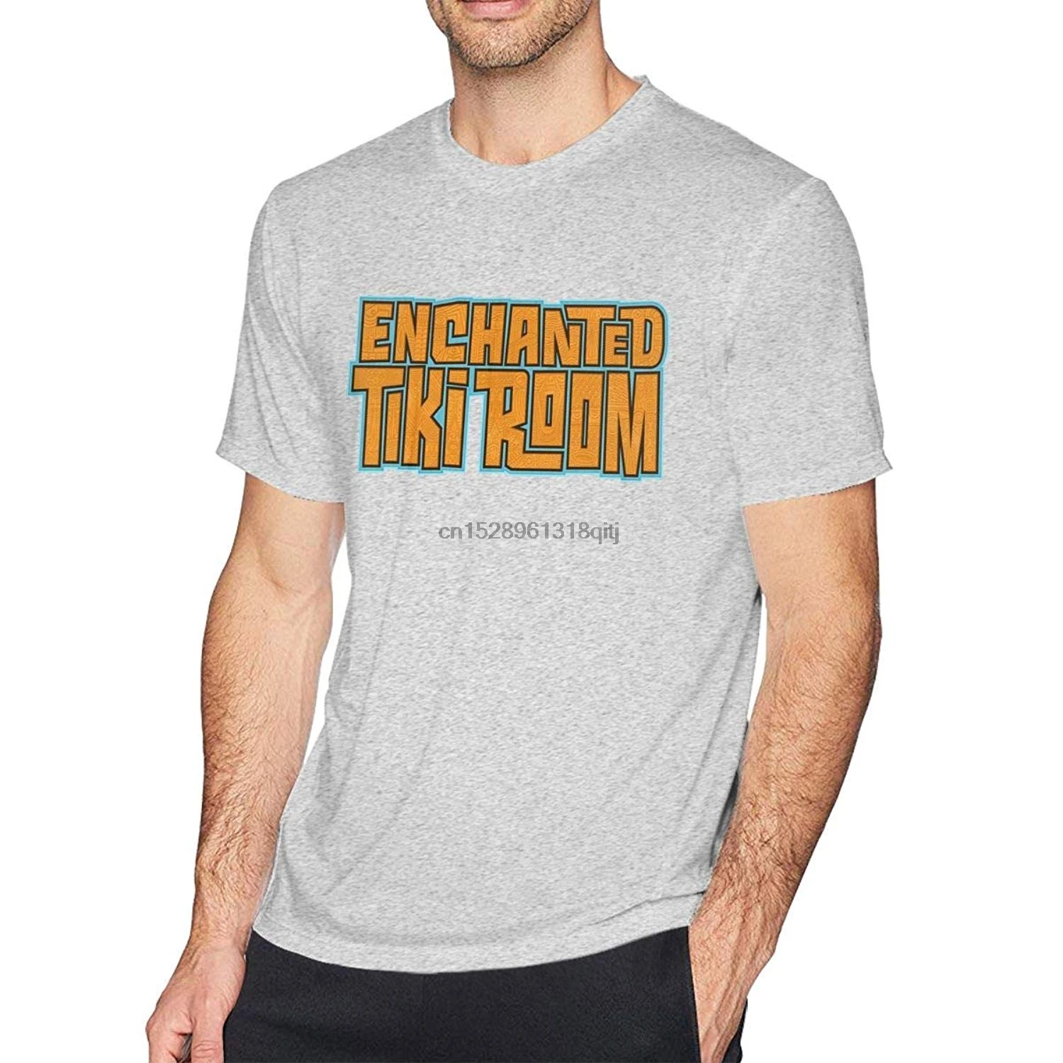 OYQGEJGPJA En-chanted Ti-ki Room Teenage Mens T-Shirt Gray(1) | Мужская одежда
