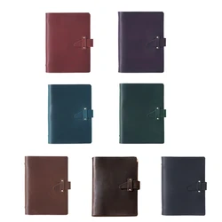 Bloc notes A5 en cuir avec fermeture à 6 anneaux, classeur à feuilles mobiles pour Journal intime, carnet de voyage, cadeau d'affaires pour adolescents et adultes 