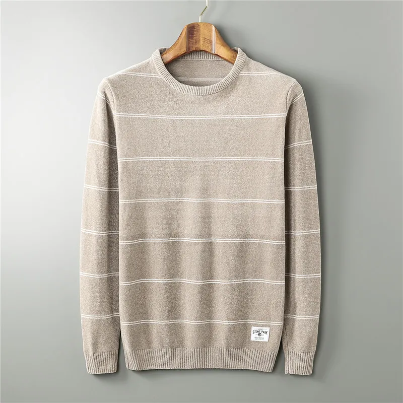 Men Winter Sweater Pullovers O-Neck Knitted Men Sweaters 2019 Business Casual Stripe Knitted Sweaters Men Plus Size Sweater