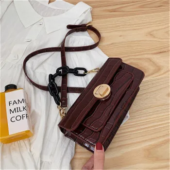 

Stone Pattern Small Flap Crossbody Bags for Women 2020 Chains PU Leather Shoulder Messenger Bag Ladies Purses and Handbags