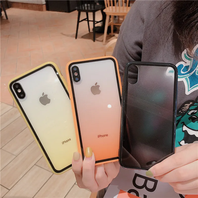 

Gradient Candy Multicolor Bumper Transparent Phone Case For iPhone 6 6S Plus 7 8 plus X XS Max XR Clear protection Back Cover