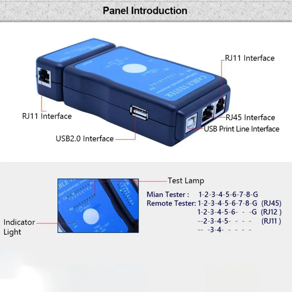 cable tester tracer 2021 HOT M726AT Cable Tester LAN USB RJ45 RJ11/RJ12 Network Ethernet CAT5 UTP Multi-Modular PC lan cable continuity tester