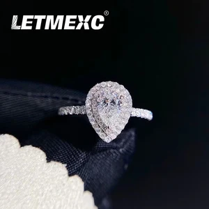 LETMEXC 0.5CT кольцо с натуральным бриллиантом в форме капли, цвет G SI1 с сертификатом GIA