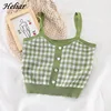 Best Seller Simple Tops Camis Buttons Club Spaghetti Knitting Plaid HELIAR Sexy Women Solid Ladies 4000522074000