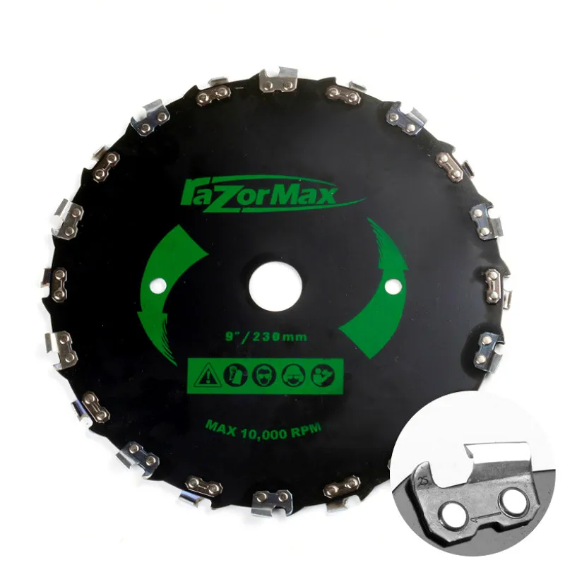 Universal 230mm Brushcutter Saw Blade Trimmer Head W/ Chain Max Speed