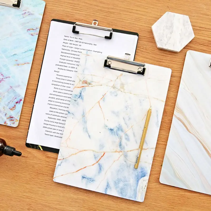 

A4 Marble Clipboard Writing Pad File Folders Board Clip Document Holder School Office Stationery Supplies