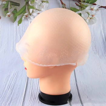 

Highlighting Dye Cap With Cross Holes Silicone Reusable Hair Coloring Tipping with needle Transparent Hair Dyeing Cap Tool