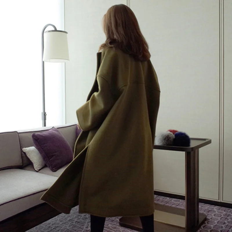 

Autumn & Winter New Style Woolen Jacket Thick Large Size Korean-style Woolen Overcoat WOMEN'S Coat Autumn Loose-Fit Mid-length