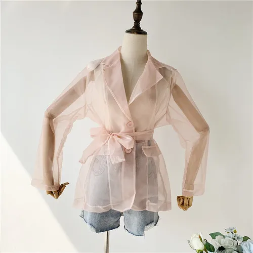 pink Neploe Сексуальная перспективная блузка с бантом из органзы тонкая талия открытая спина Blusas Модная рубашка в стиле пэчворк осень 45786 - Цвет: pink