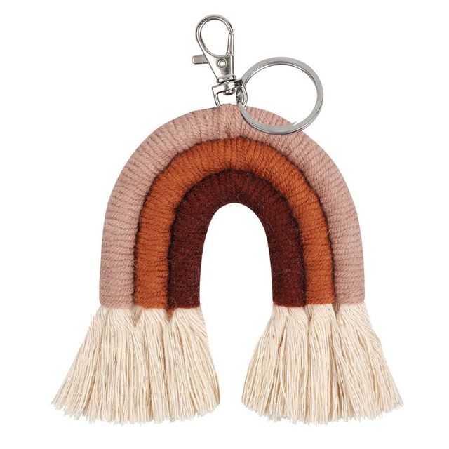 Rainbow Keychains for Women Tassel Macrame Keyrings Key Holder Jewelry P31B