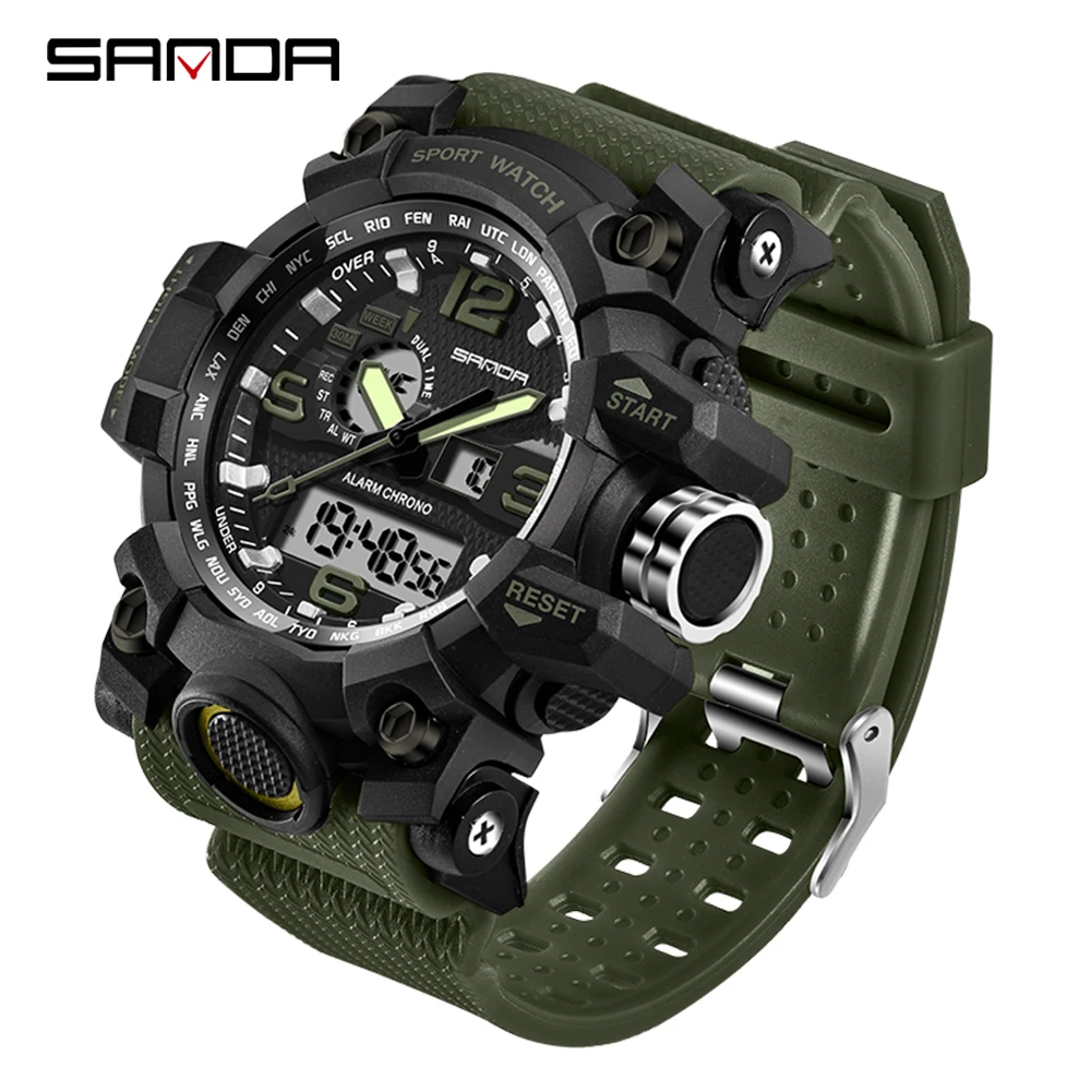 SANDA 742 Military Mens Watches Top Brand Luxury Waterproof Sport Watch Male S Shock