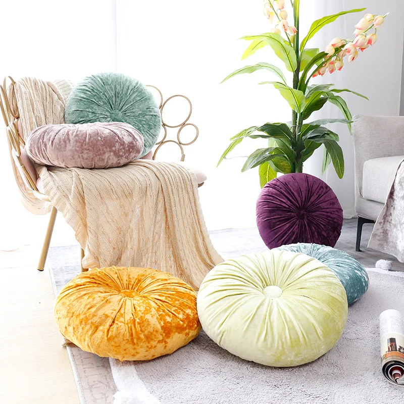 

pumpkin cushion 21 colors Nordic INS home decorative handmade cushion pink blue plush round pillow classroom salon seat cushion