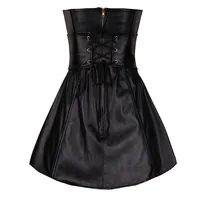 Women Sexy Black Faux Plus Size Leather Corset Dress 1