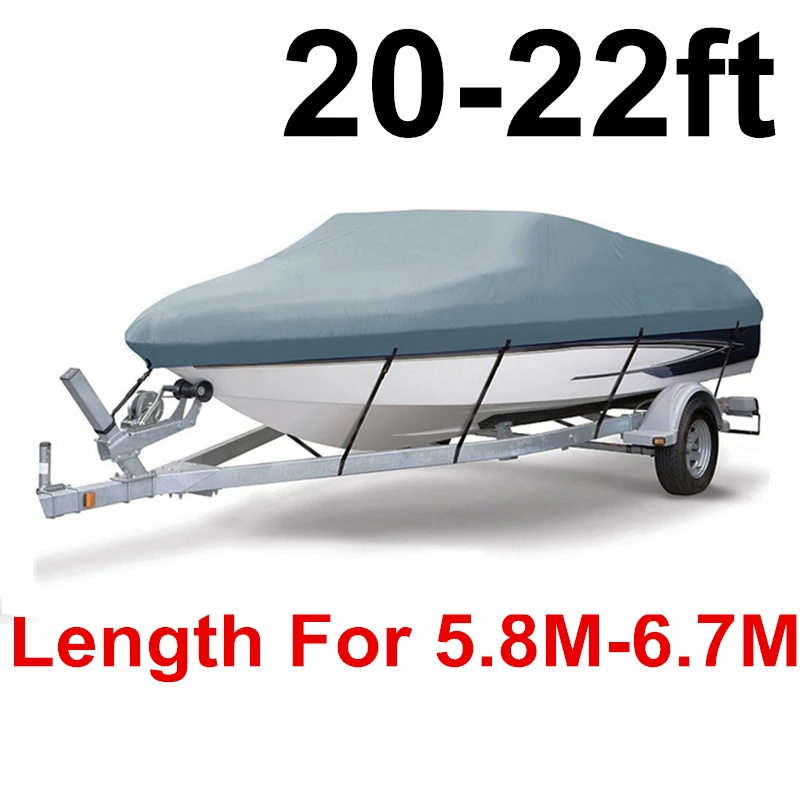 GREY 20-22ft 14-22ft Trailerable 210D чехол для лодки водонепроницаемый серый рыбий лыжный v-корпус Солнцезащитный УФ-протектор для катера швартовка для лодки D45 - Цвет: GREY 20-22ft