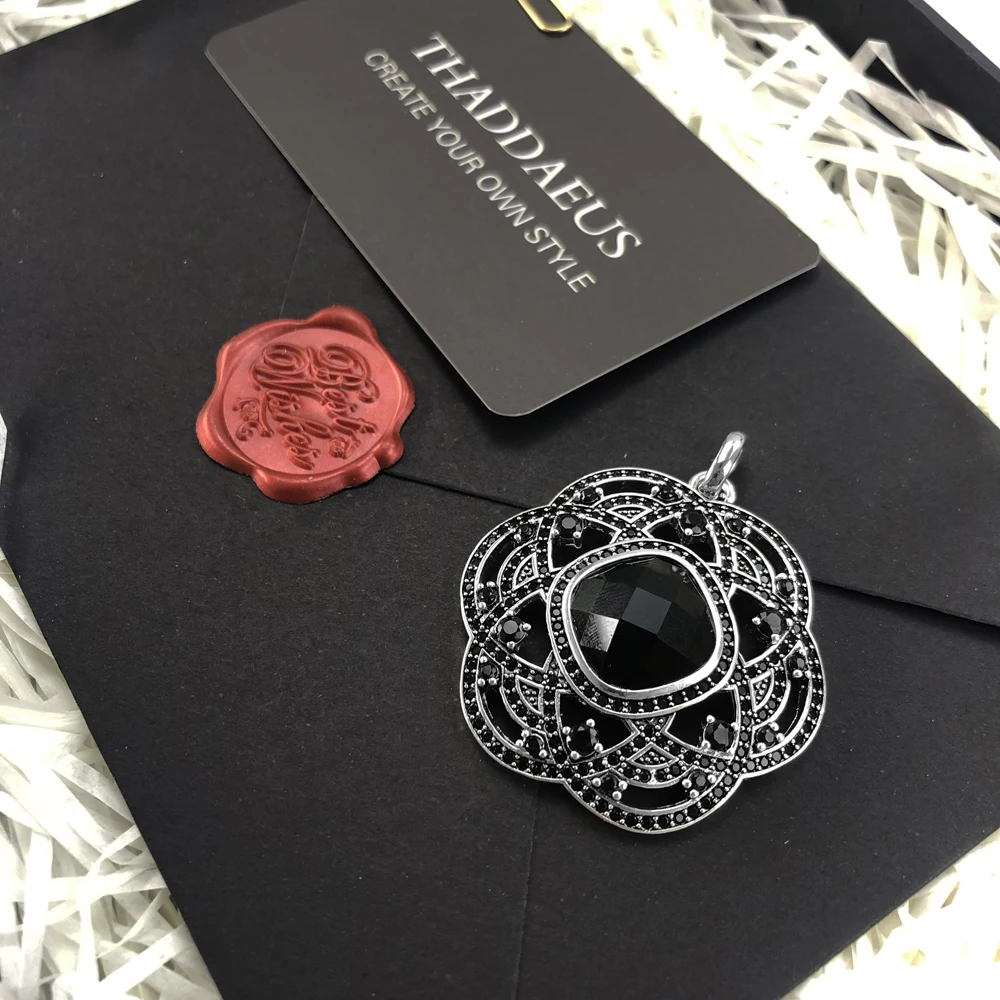 Подвеска с черным цветком ювелирные украшения в европейском стиле из серебра 2019