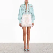 Сексуальные кружевные мини юбки, роскошные элегантные вечерние юбки с заклепками для женщин на весну и лето