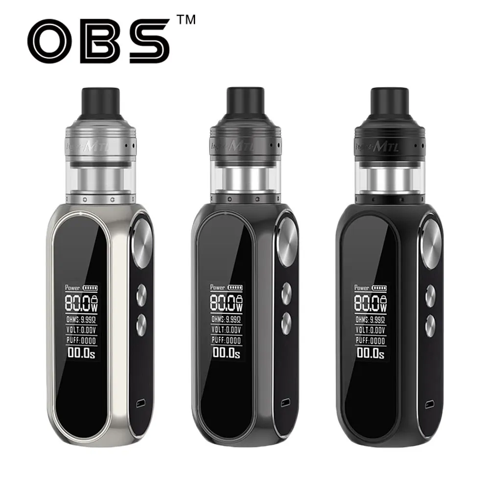 

Original OBS Cube MTL Kit 80W Box Mod Vape with 2ml Engine MTL Tank 3000mAh battery with 0.96inch LED Screen E-Cig vape kit