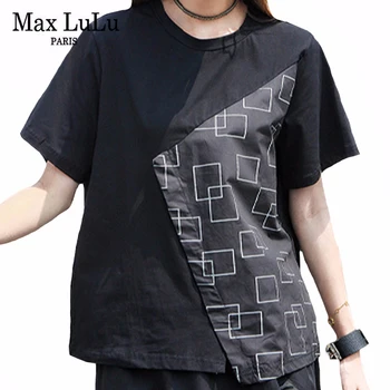 

Max LuLu New Summer 2020 Korean Fashion Style Ladies Patchwork Tee Shirts Womens Loose Printed Tshirts Female Cotton Punk Tops