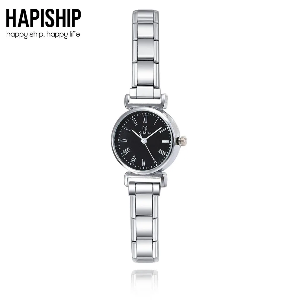 

Hapiship Men/Women's Stainless Steel White Black Roman numerals Watch Bracelet Bangle For Party Friend Wife Birthday Jewelry G26