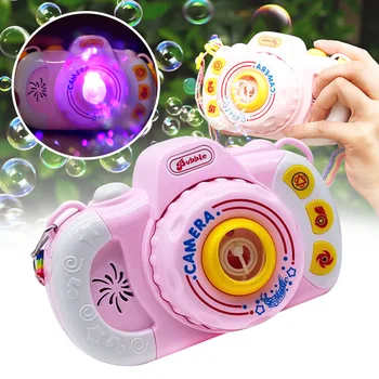 

Home Entertainment Electric Bubble Machine Cute Plastic Gifts Kids Toy With Light Music Battery Operated Automatic Camera Shaped