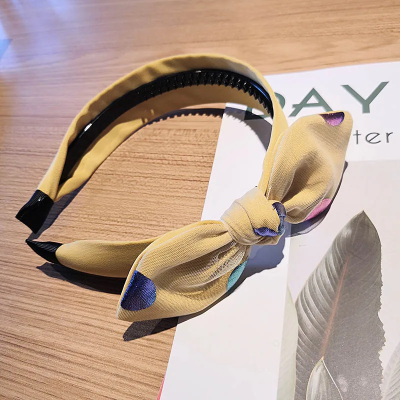 LF1265 yellow Модные однотонные жемчужные волосы для женщин Haarband волосы лук заколки для волос обруч для волос аксессуары для девочек diademas para el pelo mujer - Цвет: LF1265 yellow