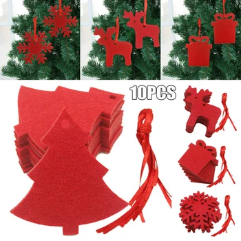 

10Pcs Felt Cloth Crafts Red Hanging Decoration Pendant for Christmas Tree Party