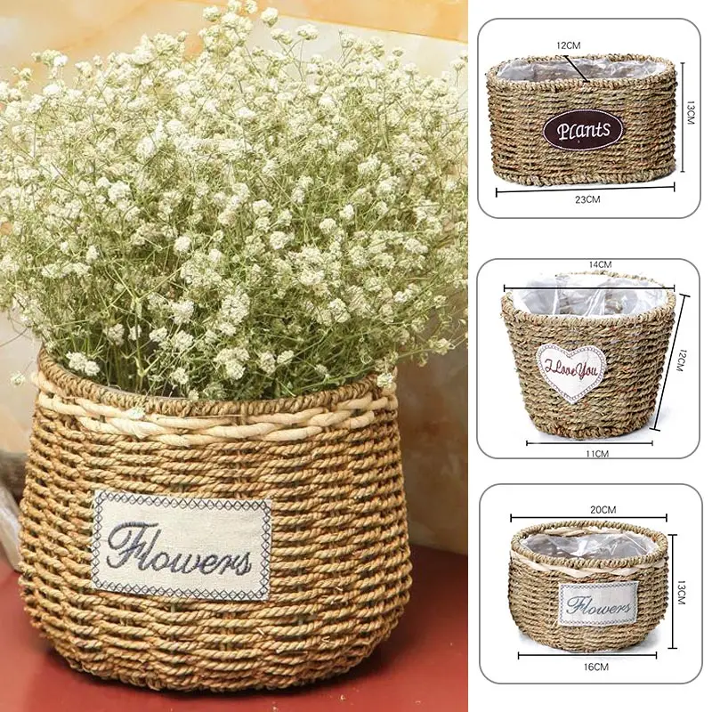 Стол для хранения мелочей большой объем цветочный горшок корзина плетеная