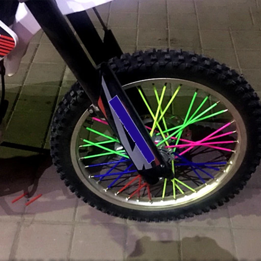 72Pcs Black + 72Pcs Green Wheel Rim Spoke Skins Covers Wrap Protector Kit for Motocross Dirt Bike