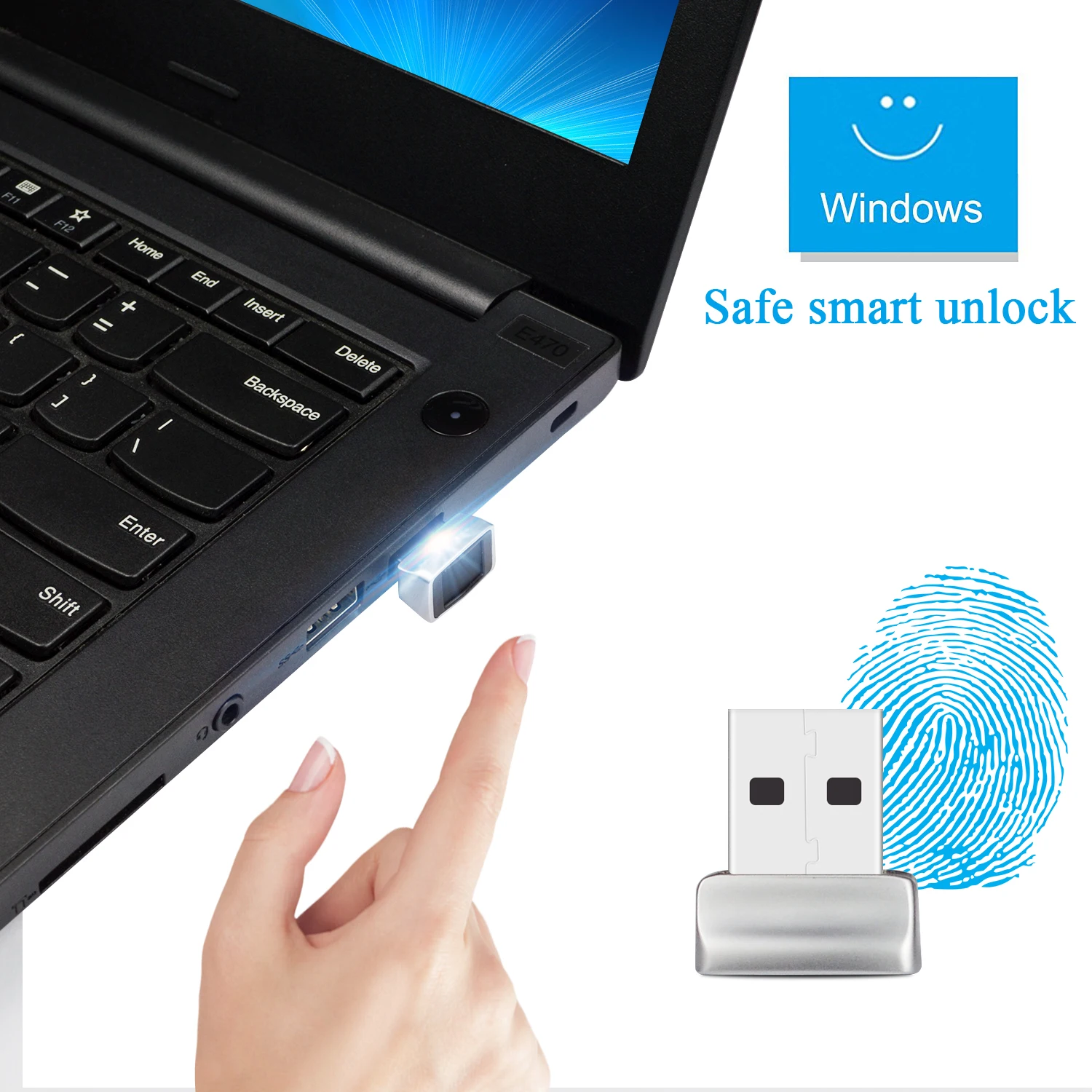USB сканер для считывания отпечатков пальцев Windows 10 биометрический ключей Hello Security