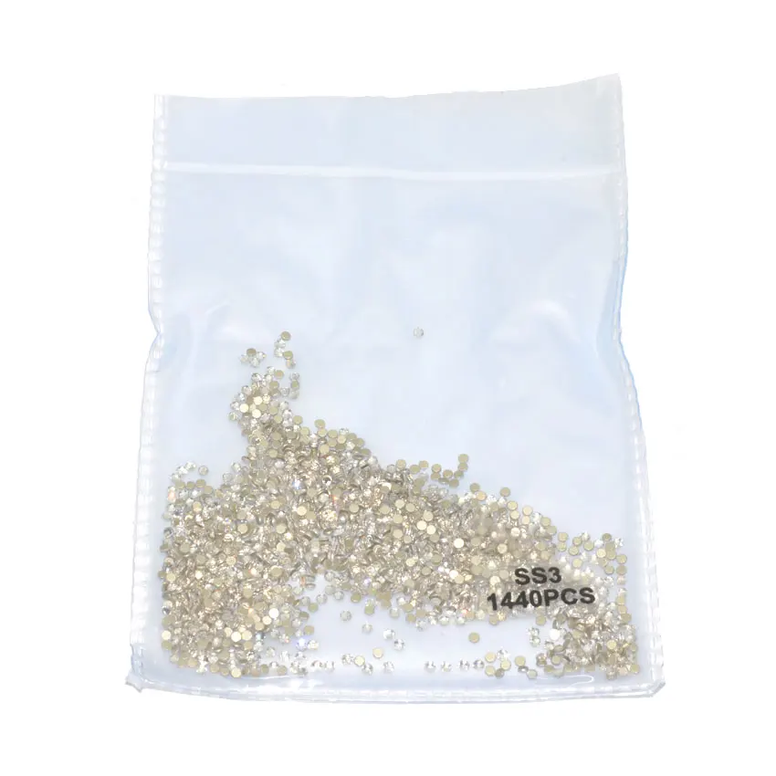 SS3 gold Clear Стразы для нейл-арта, Хрустальные стеклянные камни, 3D сделай сам, украшение для нейл-арта, смешанный размер 6/9, плоская задняя сторона, не горячая фиксация клей на драгоценных камнями - Цвет: SS3 gold Clear