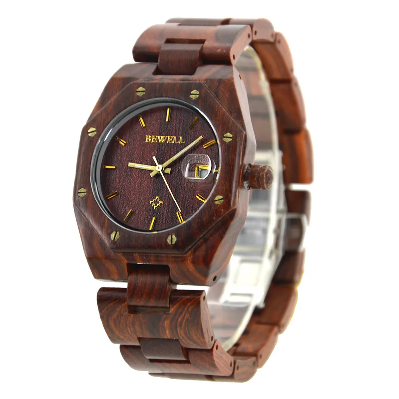 

2019 New Special Offer Quartz Watch Fashion Men Wood Wooden Bewell Spot Wholesale Manufacturer Undertakes