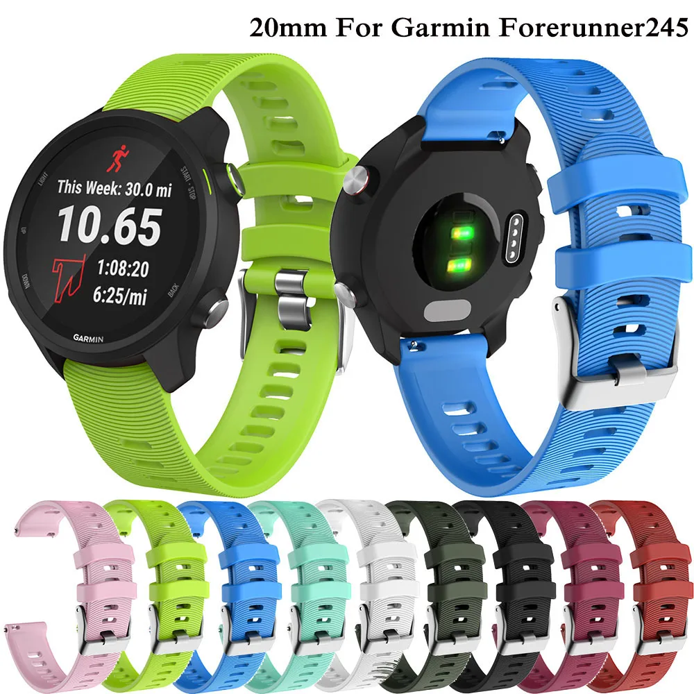 

20mm Sport Silicone Watchband Strap for Garmin Forerunner 245 245M 645 Vivoactive 3 Smart Bracelet Watch Band Colorful Wristband
