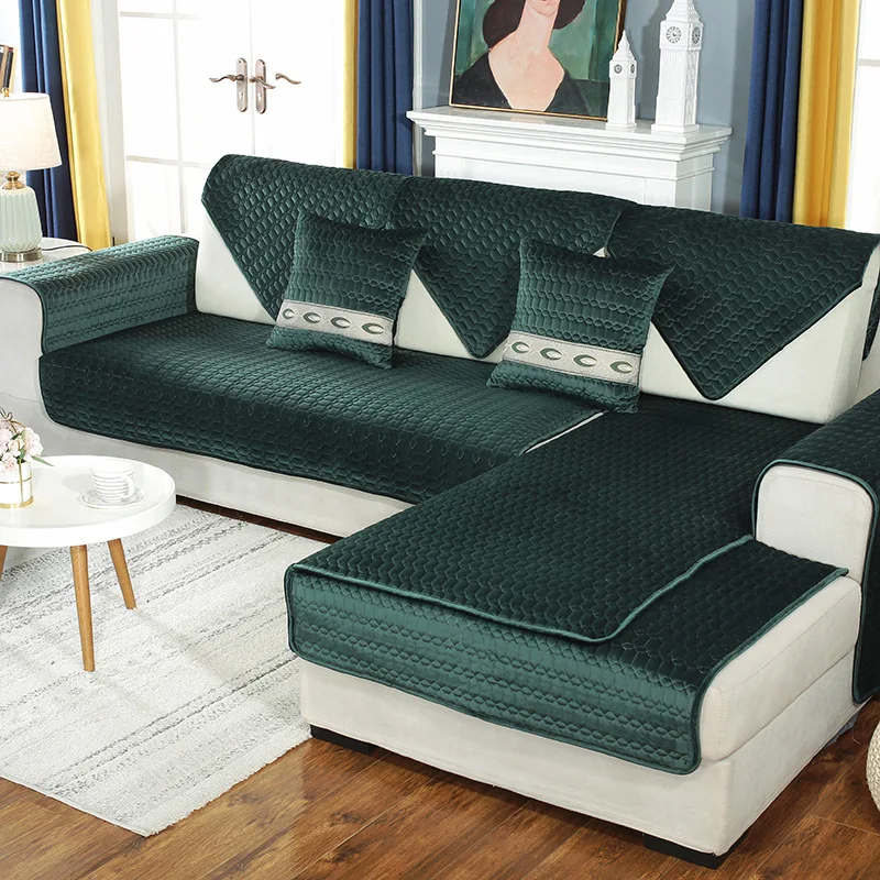 

Nordic style Thicken Solid color velvet Sofa cushion Non-slip plush slipcover Chaise sofacover non-slip sofa cover custom made
