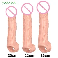 FXINBA büyük Penis Extender kol kullanımlık prezervatif gecikme boşalma Penis kollu Dick erkek yapay Penis büyütücüler seks oyuncakları erkekler için