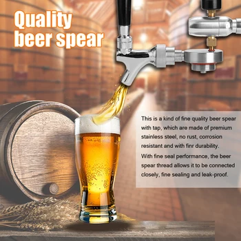 

Stainless Steel Mini Beer Spear with Adjustable Tap with CO2 Injector for 2L 3.6L 5L Beer Growler Keg