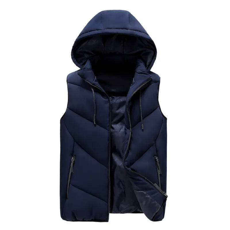 Новинка года; Сезон Зима; повседневная одежда с капюшоном; Chalecos Para Hombres Invierno - Цвет: Синий