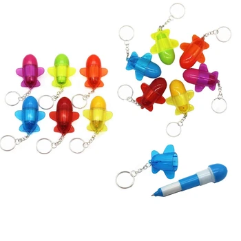 

36PCS Mini Plane Shaped Ballpoint Pen with Key Ring, Cute Mini Ball Pen Retractable Pen for Kids 0.7 mm Blue Ink(6 Color)