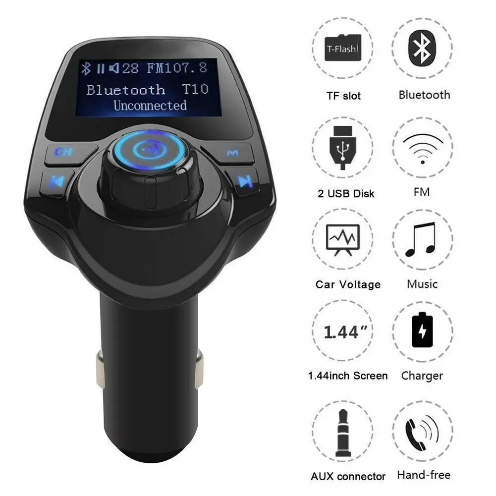 

New Wireless Bluetooth FM Transmitter FM Modulator HandsFree Car Kit Radio Adapter USB Charger MP3 Music Player For iPhone