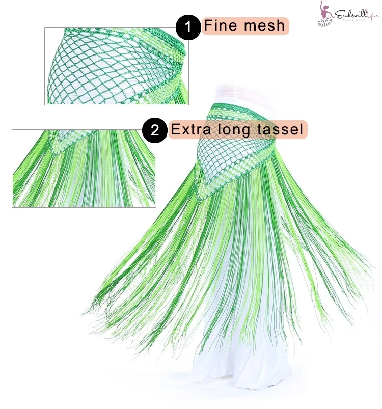 Шарф для танца живота в стиле Аргентина, одежда для тренировок, длинный треугольный ремень с кисточками, ручная вязка, цветной шарф на бедрах