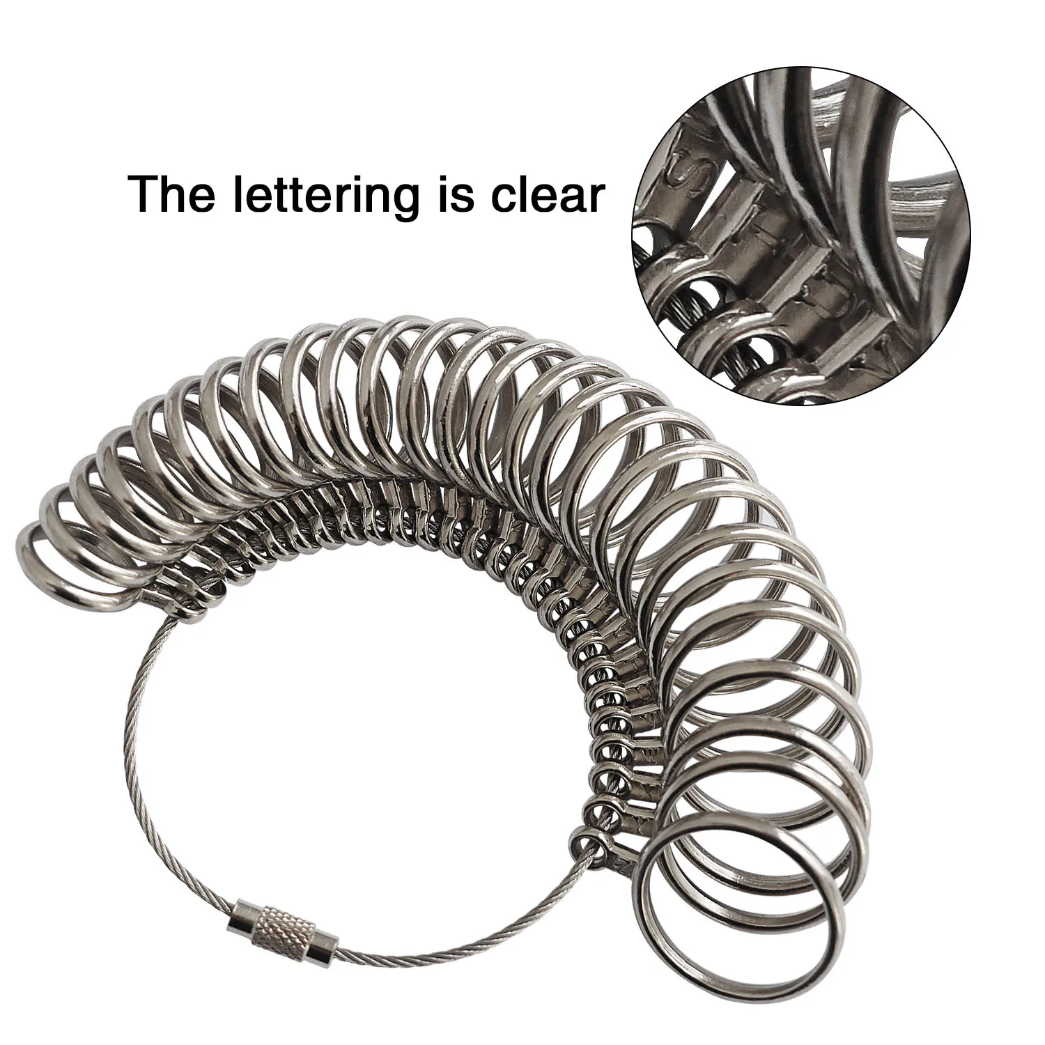 Ringgrößenmesser Set 7 Stück - Deutsche Größen UK EU USA Inklusive Ringdorn