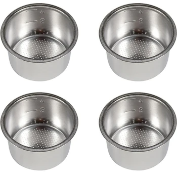 

4Pcs 51mm 4 Cups Filter Replacement Filter Basket for Coffee Bottomless Portafilter for Delonghi Espresso Machine Parts